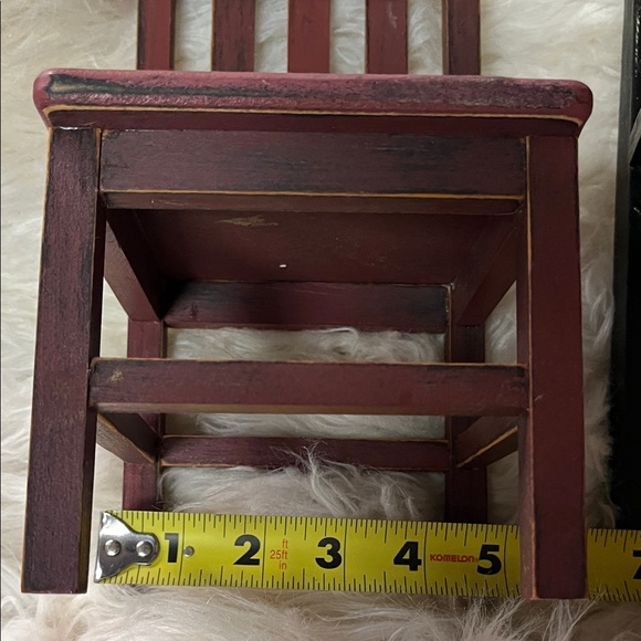 Set of Two Miniature Wooden Chairs - Black and Burgundy - Picture 6 of 8